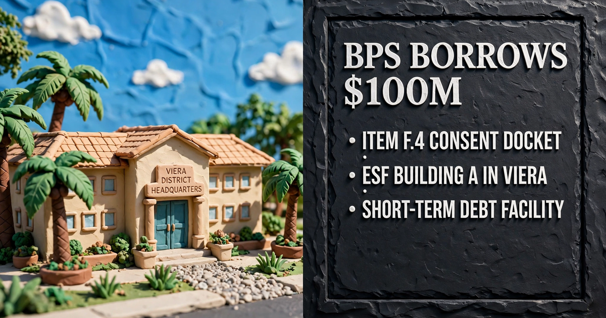 Brevard School Board Previews $100M Borrowing to Bridge $84M Cash Trough, Citing Charter School Cash Pressures