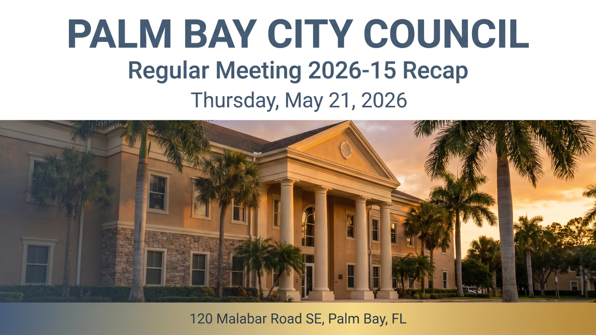 Palm Bay City Hall municipal building at twilight