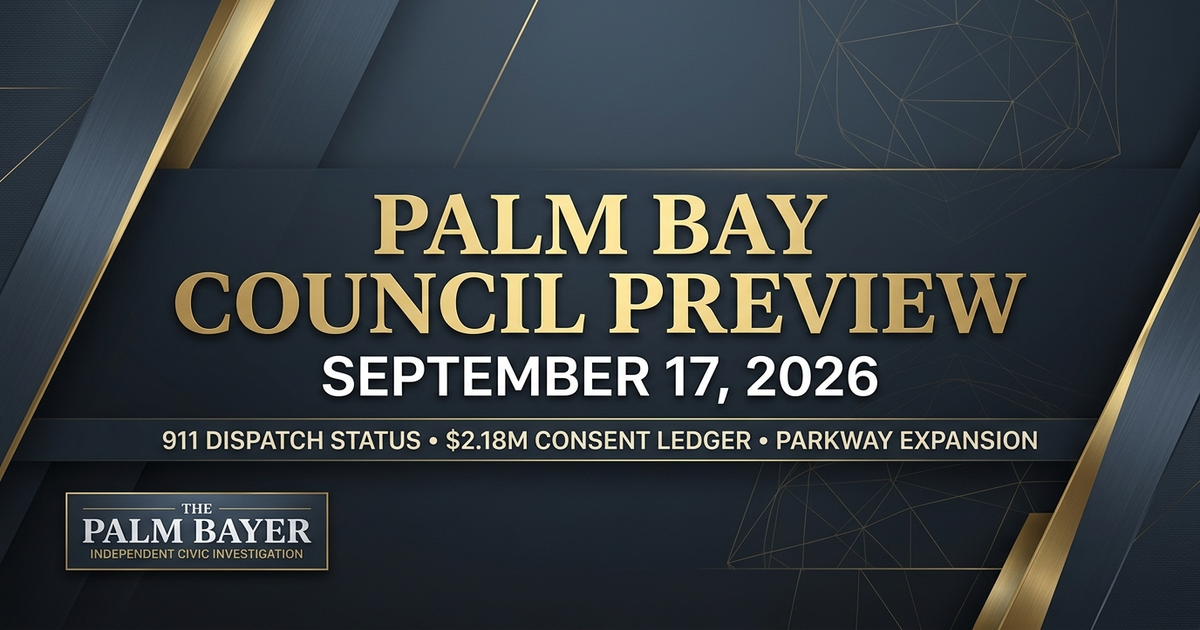 Palm Bay Council Preview: No Vote on 911 Dispatch, $1.13M Western Parkway Widening, and an Appointed Board Power Shift