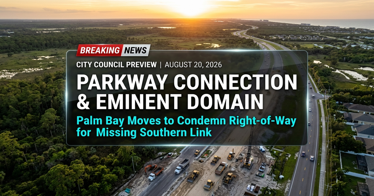 Palm Bay City Council to Consider Eminent Domain for St. Johns Heritage Parkway Connection in Developer-Funded Deal