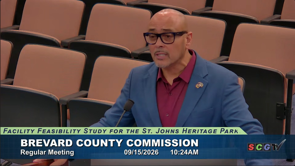 Palm Bay Mayor Rob Medina pitches the Central Florida Expressway Authority feasibility study before the Brevard County Commission on September 15, 2026. (Space Coast Government Television)