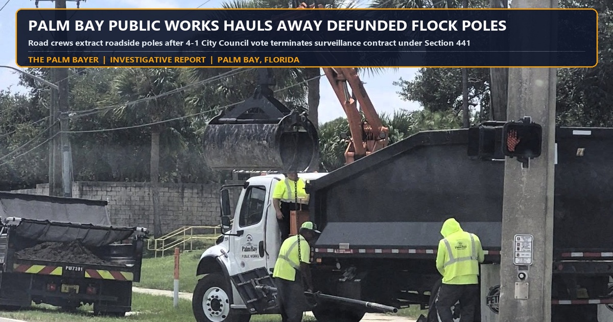 Ripped from the Ground: Palm Bay Public Works Hauls Away Defunded Flock Camera Poles Ahead of Holiday Weekend