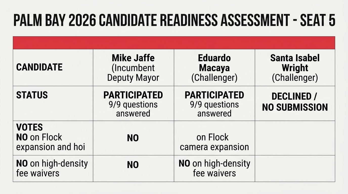 Palm Bay 2026 Candidate Readiness Assessment - Seat 5